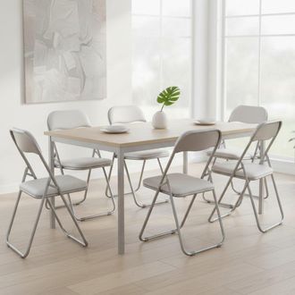 Dmora Dmora Conjunto De Seis Sillas Plegables, Color Blanco, Medidas 43 X 47 X 78 Cm, Con Embalaje Reforzado