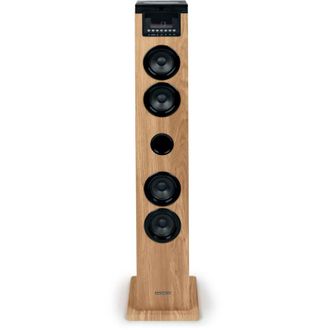 Thomson Tour haut-parleur - THOMSON - Noir/Bois - Bluetooth/CD/USB/SD, 60W, Radio FM, T&eacute;l&eacute;commande, Alim. 230V
