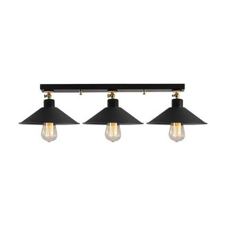 Wonderlamp Regleta orientable negro 3 luces con detalles en oro
