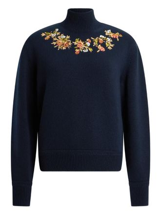 Bally Maglione a collo alto con ricamo - Blu