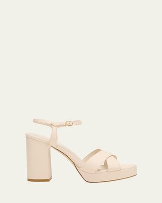 Stuart Weitzman Dayna Leather Crisscross Platform Sandals