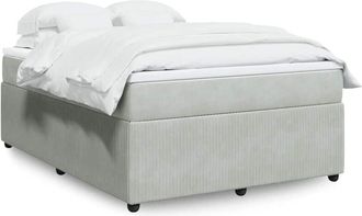 vidaXL Vidaxl - Cama Box Spring Con Colch&oacute;n Terciopelo Gris Claro 140x190 Cm