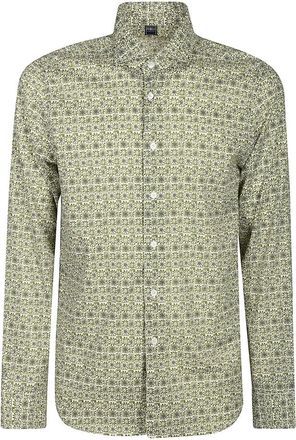 Fedeli Overhemden, Heren, Groen, M, Katoen, Slim Fit Piqué Katoenen Overhemd