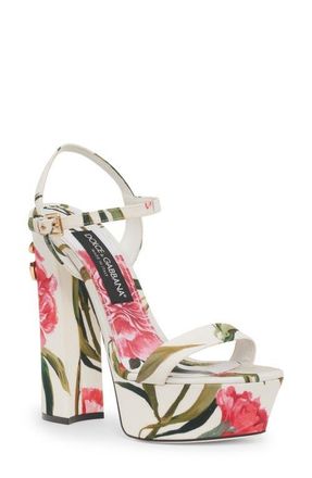 Dolce & Gabbana Keira Floral Block Heel Platform Sandal in Garofani New F.bco at Nordstrom, Size 10Us