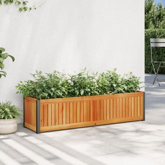 Berkfield Home Garden Planter 110x30x27.5 cm Solid Wood Acacia & Steel in Brown