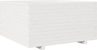 vidaXL Jardinera Madera Maciza De Pino Blanco 90x90x49,5 Cm Vidaxl