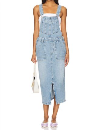 Free People Bardot Denim Skirtall Overalls In Follow Your Heart