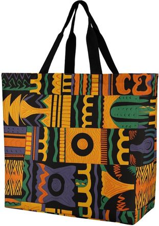 Generic African Ethnic Pattern Women Handbag Eco Friendly Shopper Bag Foldable Shopping Bags For Daily Use Travel Beach