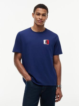 Tommy Hilfiger Mens Two-Tone Flag Logo T-Shirt - Navy - XXXL