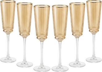 Barski Set Of 6 Champagne Flutes