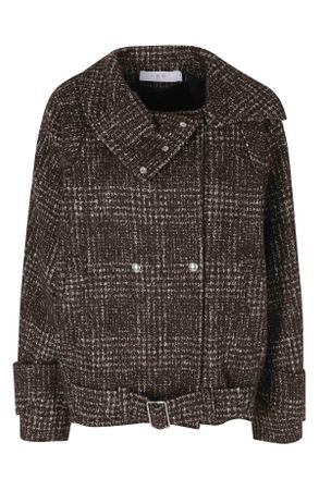 Iro Inja Moro Checkered Wool-Blend Boxy Bomber Jacket
