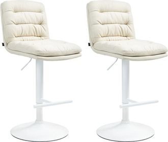 Clp Clp - Lote De 2 Taburetes De Bar De Tela Damar Crema Blanco