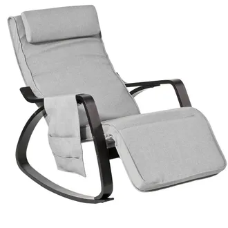 SoBuy Sobuy - Anti-scivolo Poltrona A Dondolo Poltrona Relax Sedia Adraio Con Organizer Da Appendere Grigio Fst20-hg