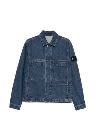 Stone Island Indigo Grainy Wash Biker Jacket