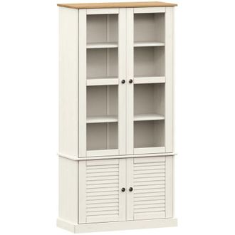 vidaXL Vidaxl - Glass Display Cabinet vigo White 85x35x170 cm Solid Wood Pine