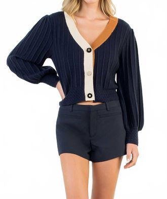 THML Clothing L&eacute;onide Colorblock Cardigan In Navy