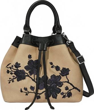 Brighton Elise Embroidered Drawstring Bag In Black