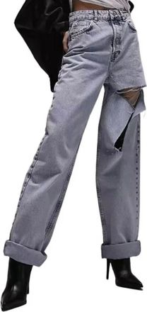 Topshop Womens Oversized Mom Jeans In Blue