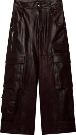 GCDS Gcds, Broeken, Heren, Rood, 2Xl, Leer, Rub-Off Leather Ultracargo
