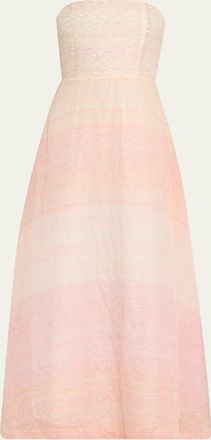 Bernadette Odette Strapless Threaded Silk Midi Dress