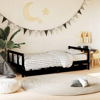 vidaXL Estructura De Cama Infantil Con Cajones Madera Negro 90x190 Cm Vidaxl
