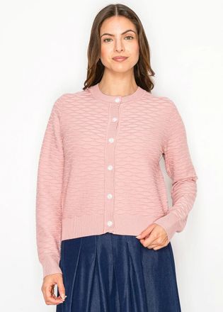 YAL New York Pink Classic Button Front Knit Cardigan