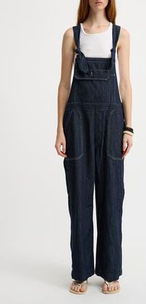 Denimist Relaxed Fit Tie Strap Denim Overalls in Drapey Rinse Indigo at Nordstrom Rack, Size X-Large