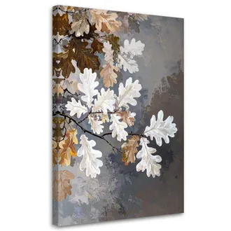 Feeby Impresi&oacute;n De Imagen Hojas De Roble Naturales Blanco-beige 70x100