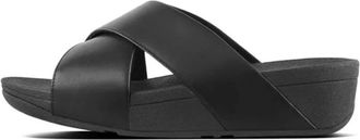 FitFlop Zwarte Slide Sandalen - Dames - Sleehakken - Zwart - 40 EU - Leer - Schoenen