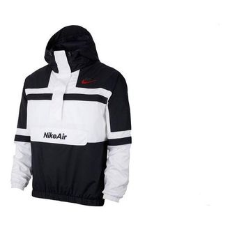 Nike Mens Jacket Hooded Sportswear Polyester Black White CJ4835-100
