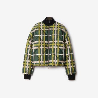 Burberry Cropped Reversible Belt Check Nylon Jacket