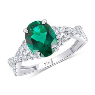 MAX + STONE Solid 10k Yellow or White Gold Gemstone Oval Cut Birthstone Ring