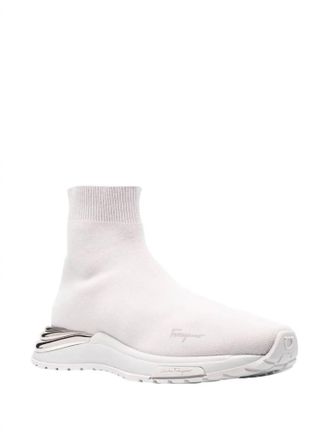 Ferragamo Womens Ankle Sock Sneakers In White
