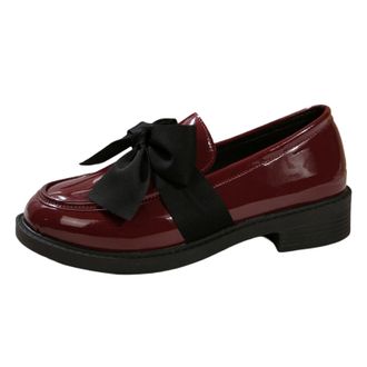 Generic Womens Black Fashion Loafer Shoes Round Toe PU Leather Non Slip Sole Ladies Formal Shoes School Work Outdoor Comfy Casual Wear Every-Day