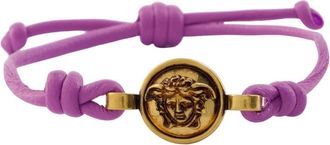 Versace Medusa Leather Bracelet - female - Versace - Bracelets - Purple - ONE SIZE - Accessories