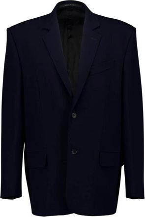 Balenciaga Heren, Jassen, Blauw, Maat: S Wol