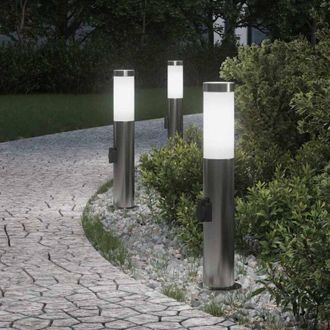 vidaXL Bollard Lights with Outlet 3pcs 50 cm Stainless Steel IP44 vidaXL