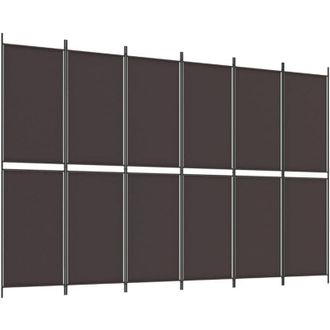 vidaXL Biombo Divisor De 6 Paneles De Tela Marr&oacute;n 300x200 Cm Vidaxl