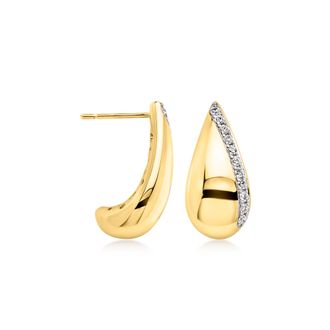 Ross-Simons Lab-Grown Diamond Teardrop Earrings in 18kt Gold Over Sterling