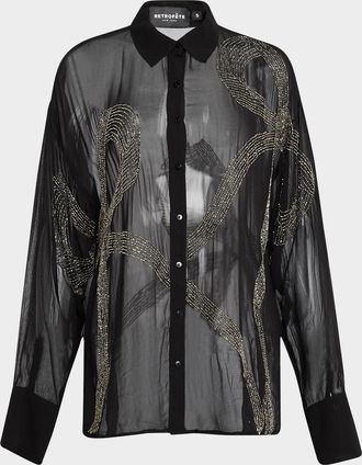 Retrof&ecirc;te Cherish Sheer Embellished Shirt