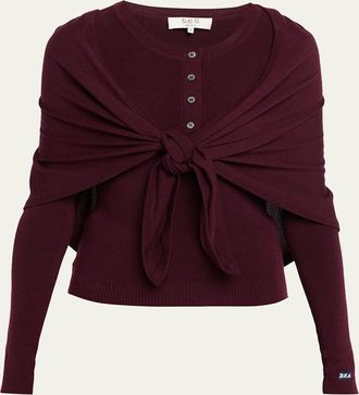 Sea New York Jane Henley Sweater with Scarf
