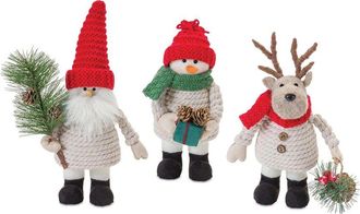 Melrose International Set Of 6 Plush Santa Snowman & Moose