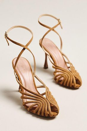 Maeve Cage Peep-Toe Ankle-Strap Heels