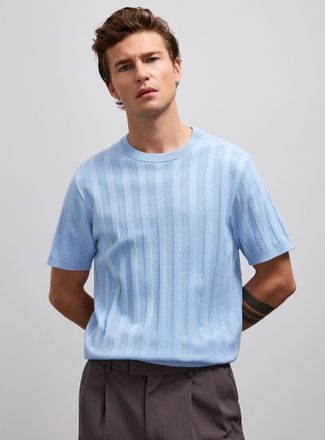 Lindbergh Mens Mixed-ribbed knit sweater