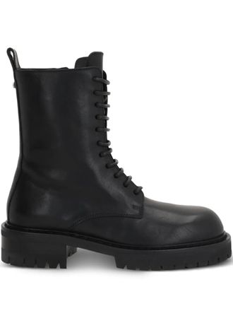 Ann Demeulemeester Skagi lace-up lug-sole combat boots - women - Calf Leather/Calf Leather/Rubber - 37 - Black