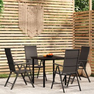 vidaXL Juego De Comedor De Jard&iacute;n 5 Piezas Negro Vidaxl