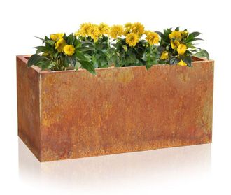 PRIMROSE Corten Steel Rectangular Trough Planter 100cm in Red