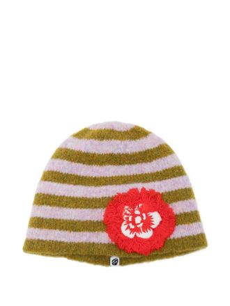 YanYan Knits Muts met bloemenprint - Paars
