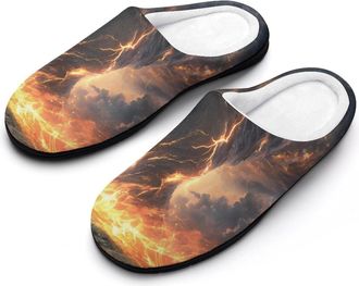 Generic Powerful Tornado Mens House Slippers Memory Foam Washable Cotton Slip on Home Shoes