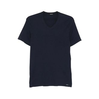 Tom Ford T-Shirts, male, Blue, Size: 2XL V-Neck T-Shirt